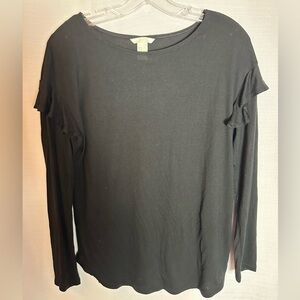 H&M women’s Black Ruffle Sleeve Women's Top, size M